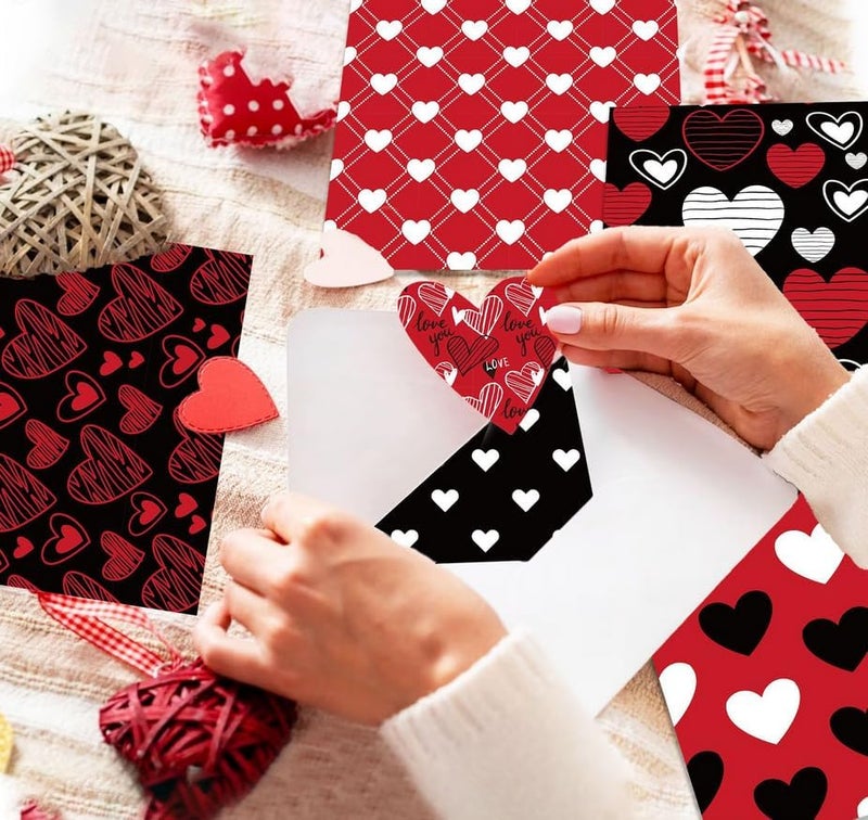 WLXTREE Valentine’s Day Scrapbook Paper 12 x 12 Double Sided Printing Red Black Heart Love Patterned Craft Paper for Card Making Photo Album Wedding Anniversary Party Decorative 24 Sheets - Image 5